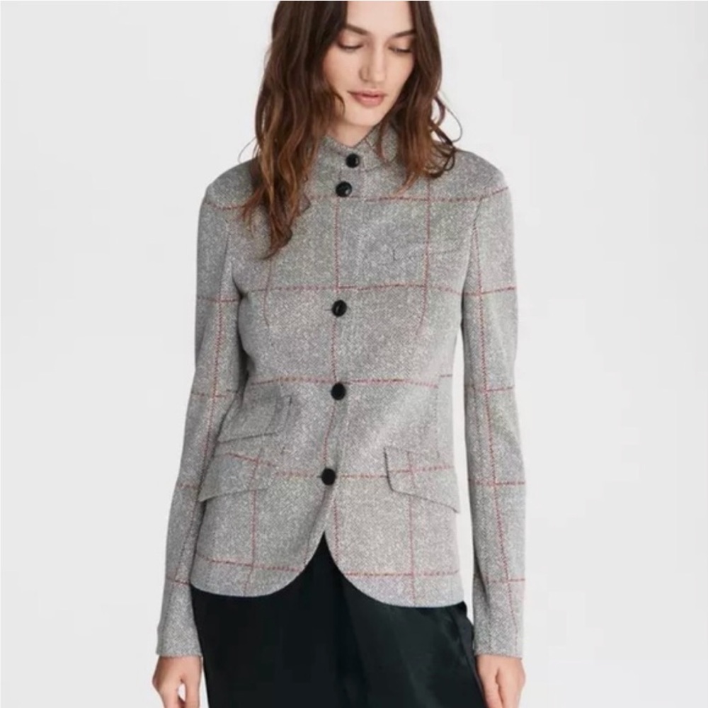 Rag and Bone Grey and Red Checkered Blazer